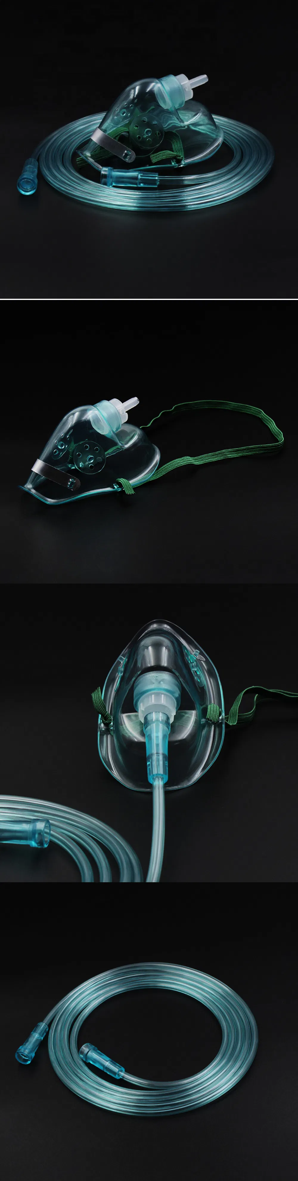 CE, FDA Approved Oxygen Mask Factory Hospital Medical Plastic Disposable Oxygen Face Mask Adult XL/L, Pediatric M/S Size Green