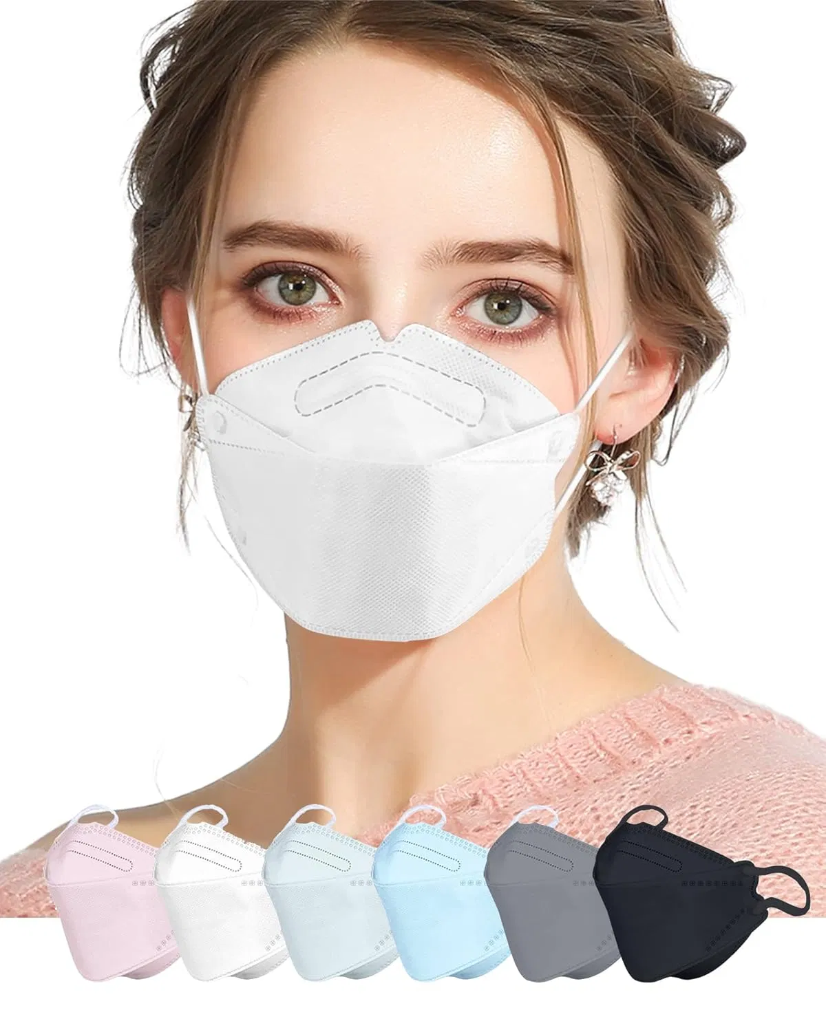 Disposable Kf94 Face Mask, Adult Black &amp; White 3D Contoured Facemasks, Ultra-Breathable 4-Layer Protection for Daily and Outdoor Use