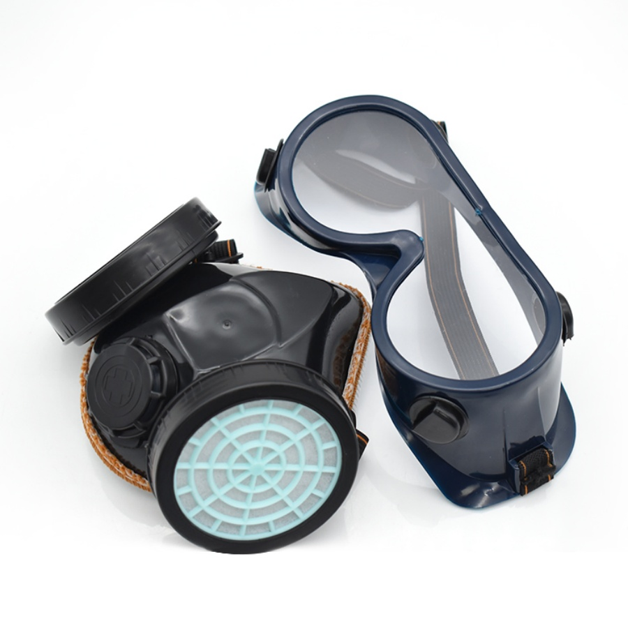 Carbon Filter Gas Mask with Double-Can Activated Eye Mask (HT-5045)