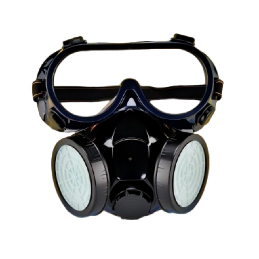 Carbon Filter Gas Mask with Double-Can Activated Eye Mask (HT-5045)