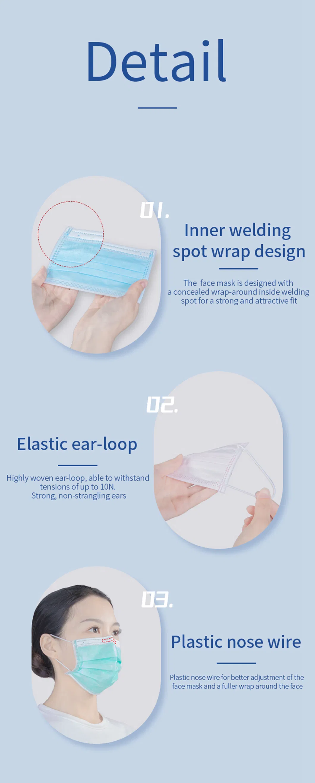 OEM Manufacture Hospital 3 Ply Surgical Non-Woven Disposable Medical Face Mask
