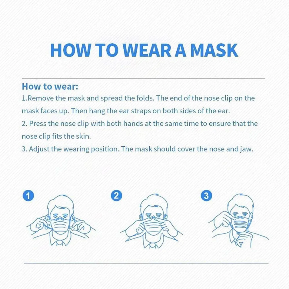 100-Pack White Disposable 3-Ply Face Masks, Adult Earloop Protective Masks, Breathable Non-Woven Masks for Daily Use