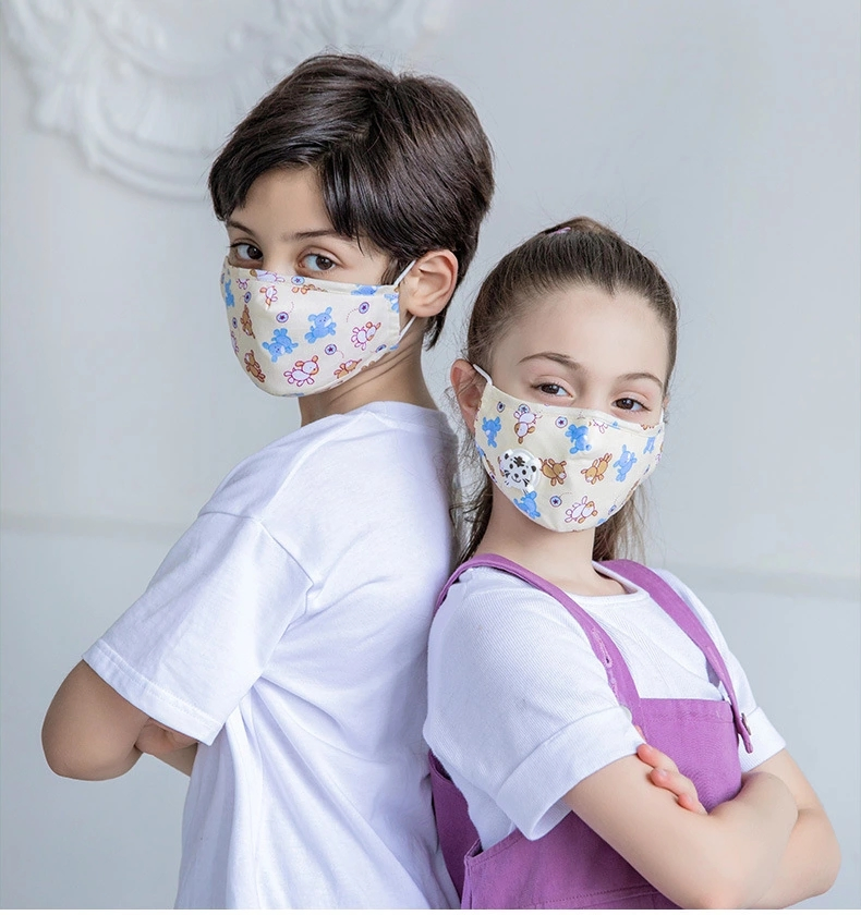 Anti Pollution/Smoke/Dust Cotton Washable Reusable Kids Face Mask with Valve and Filter