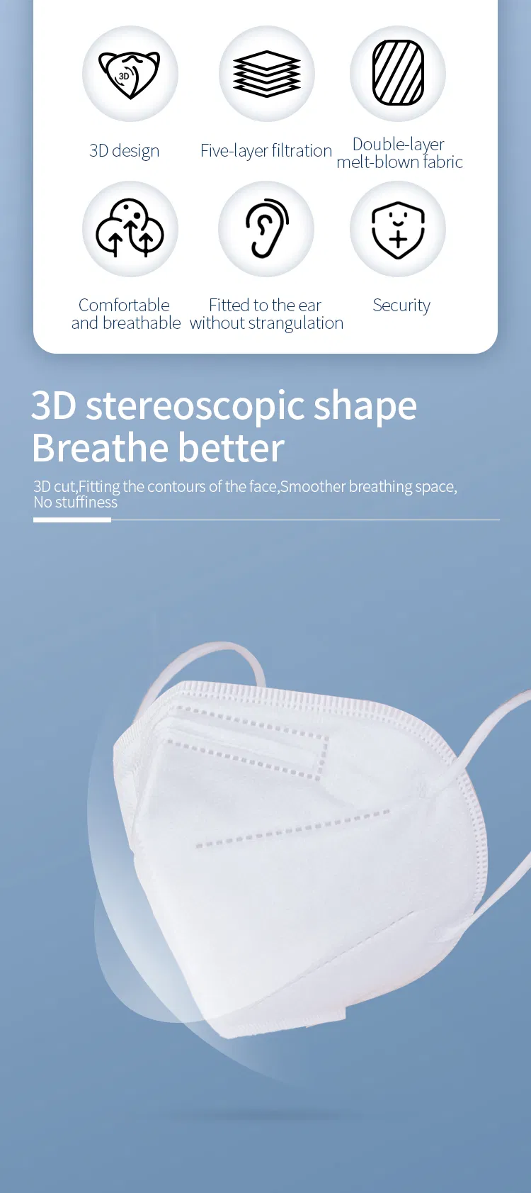 CE OEM Accept PP Disposable 3D Fold Face Masks