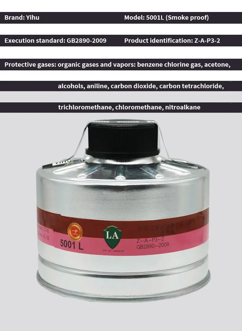 Model 5001/5001L Aluminum Canister with Secondary Filter Activated Carbon Gas Mask Box