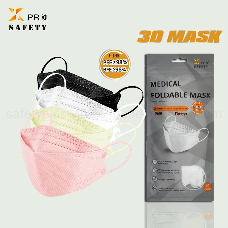 Wholesale Pink White Face Masks 3D Folded Fish Type Mask Fashion Disposable Protect Non-Woven Mask at 5 Packs