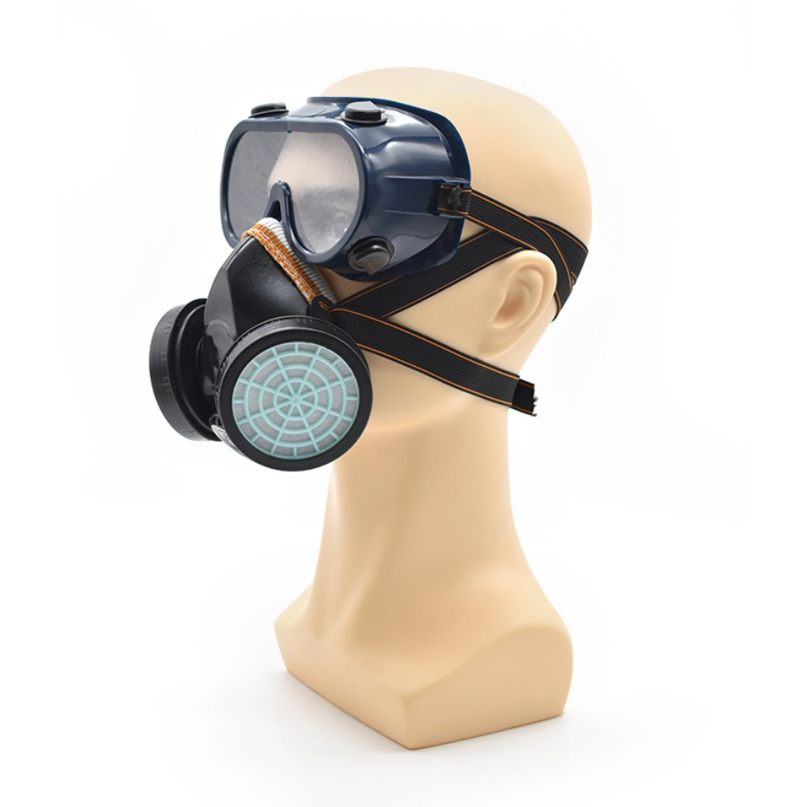 Carbon Filter Gas Mask with Double-Can Activated Eye Mask (HT-5045)