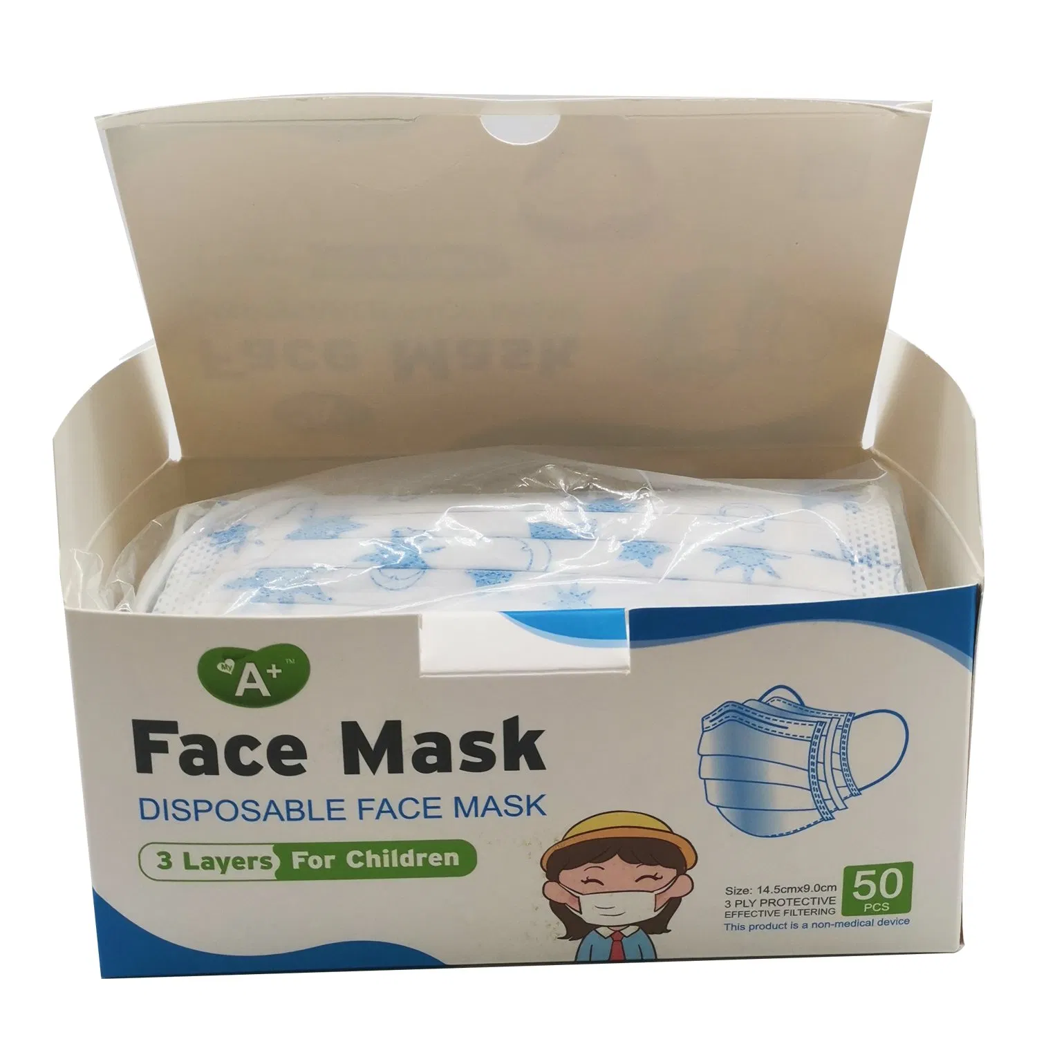 Ear Loop 3 Ply Dust Protection Disposable Face Mask for Children