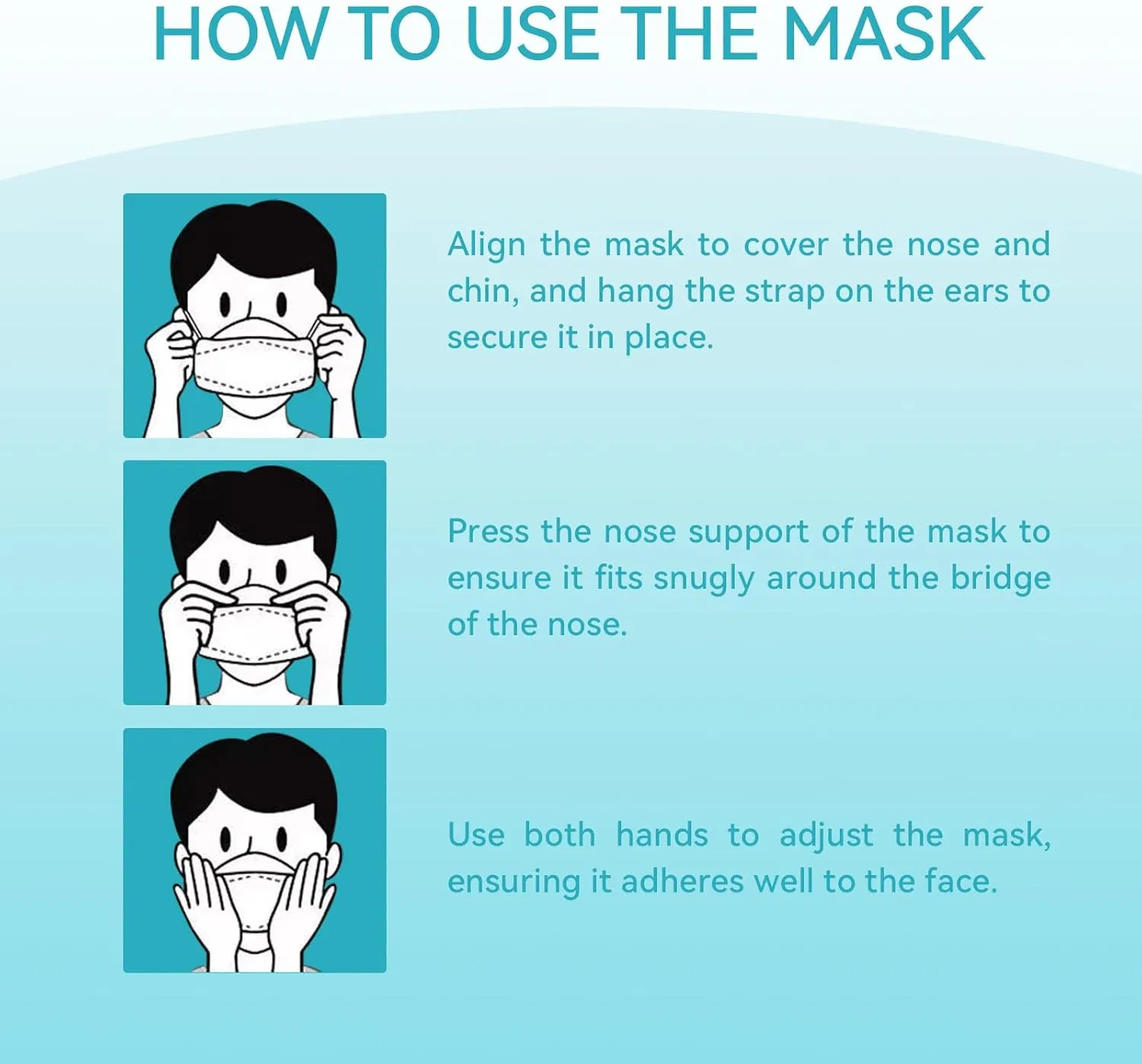 Adult Disposable Kf94 Face Mask, Black &amp; White 3D Protective Face Masks with Earloops, Fashionable Breathable Facemask for Daily Use