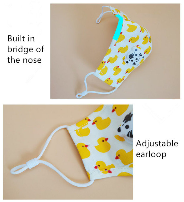 Anti Pollution/Smoke/Dust Cotton Washable Reusable Kids Face Mask with Valve and Filter