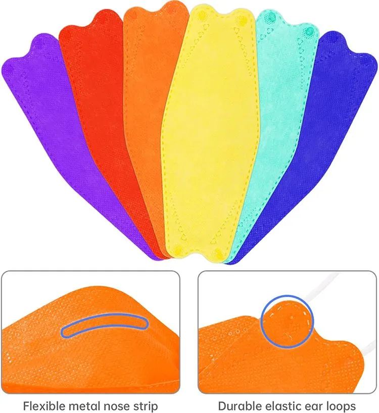 3d fish shape protective head loop face mask kf94 premium disposable 4ply color facemask