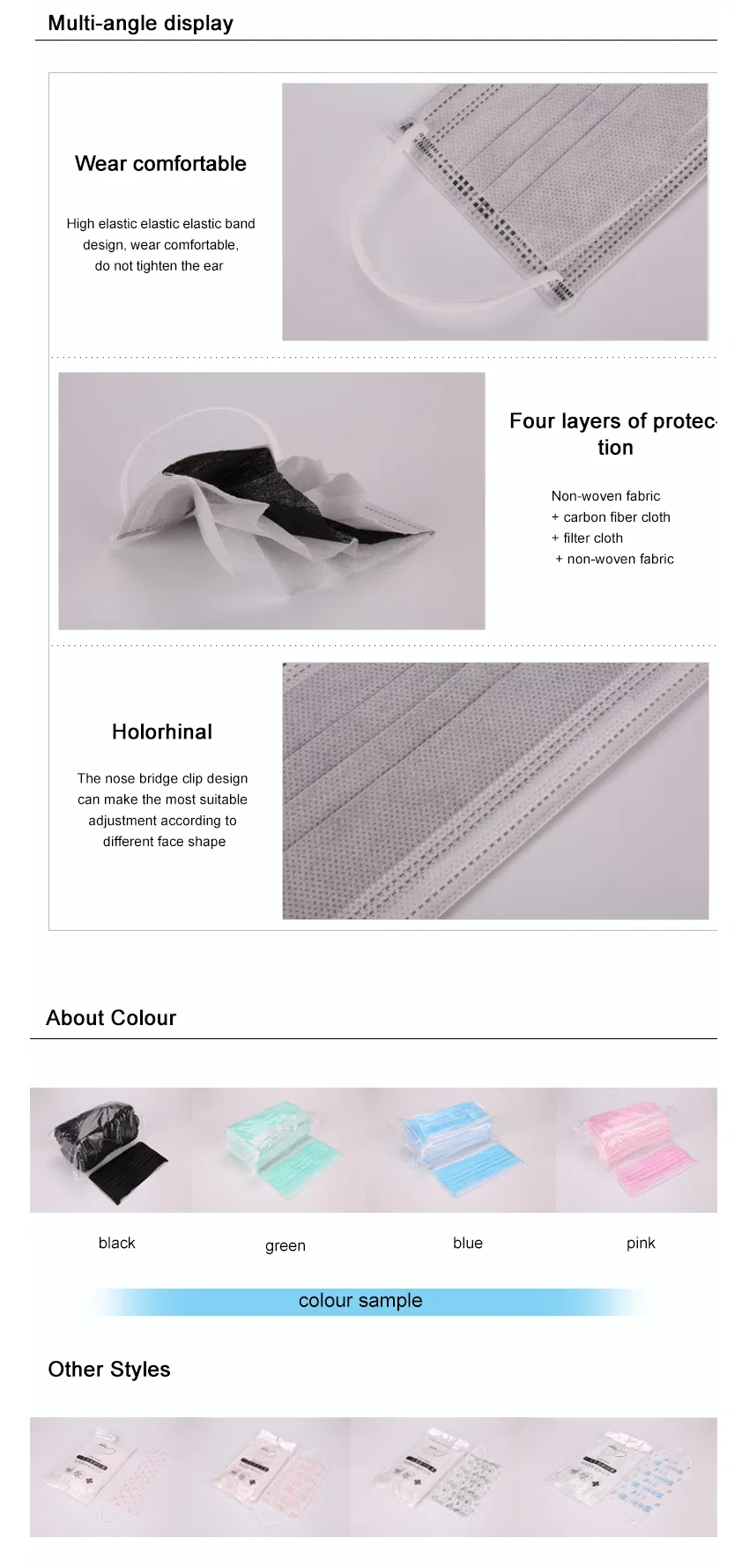 OEM Factory Disposable 3-Ply Face Mask Protective Masque Mask