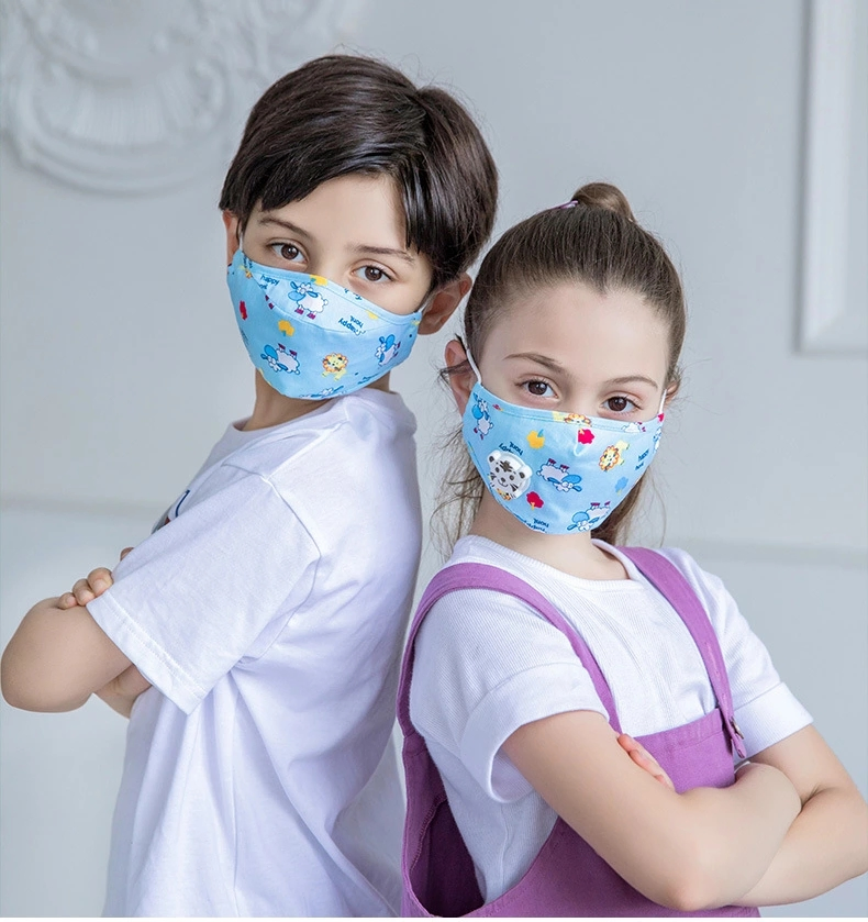 Anti Pollution/Smoke/Dust Cotton Washable Reusable Kids Face Mask with Valve and Filter