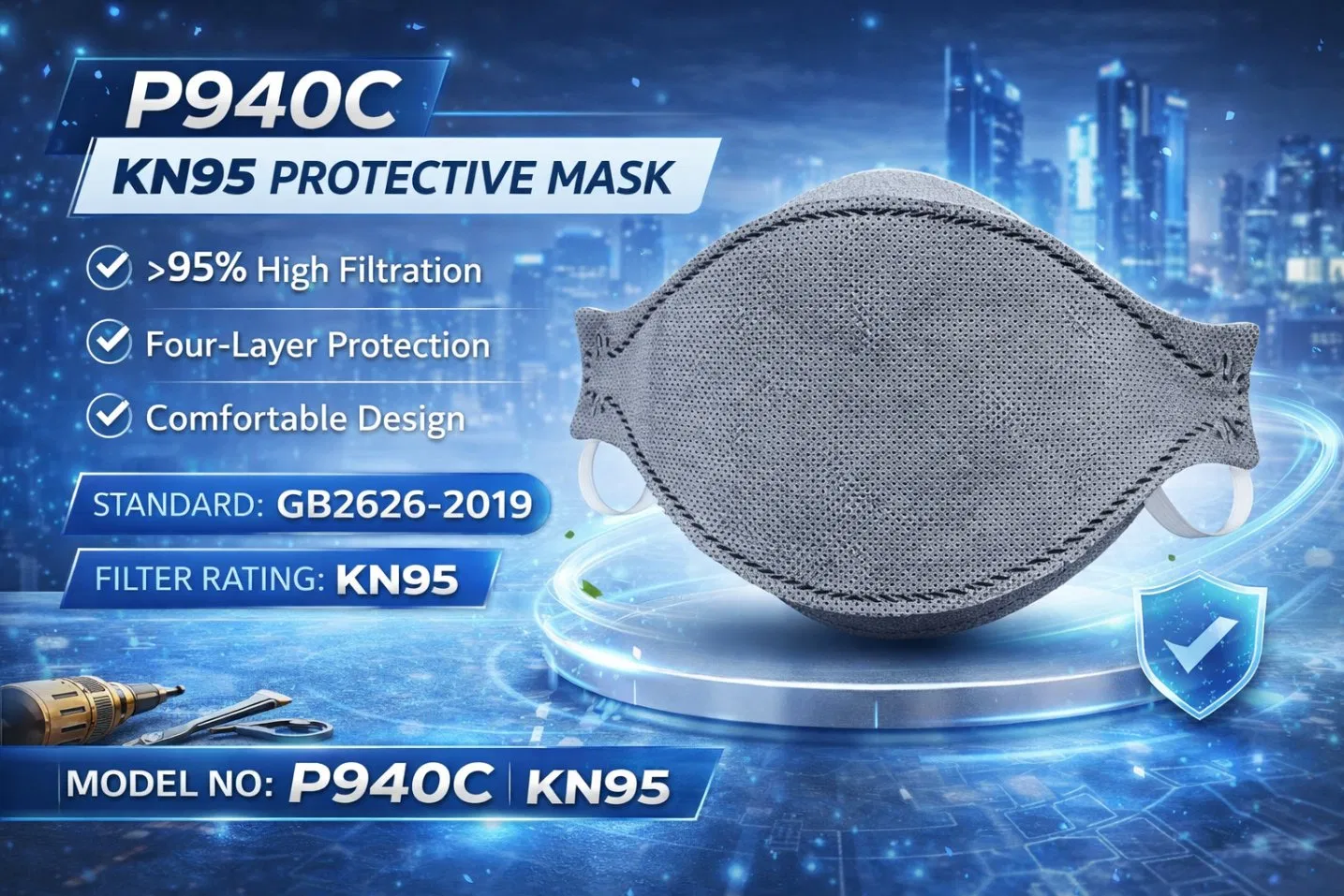 Factory Delivery Fast 3D Fold KN95 Mask Manufacturers China 4 Ply Non-Woven FFP2 Face Dust Mask with Carbon