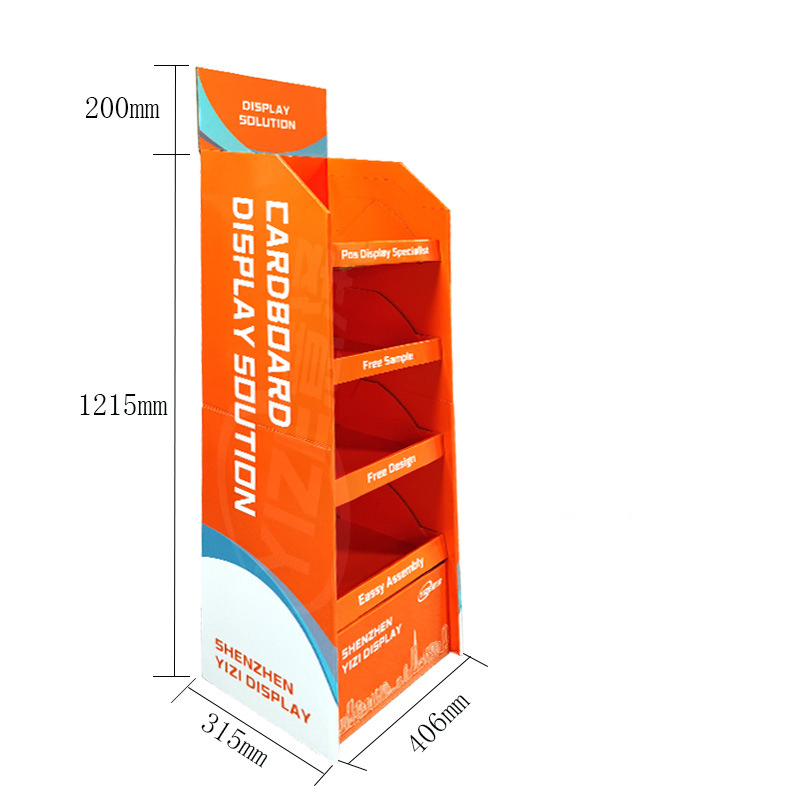 Free Assembled Customized Snacks Display Stand Paper Corrugated Cardboard Potato Chips Floor Standing Display Racks