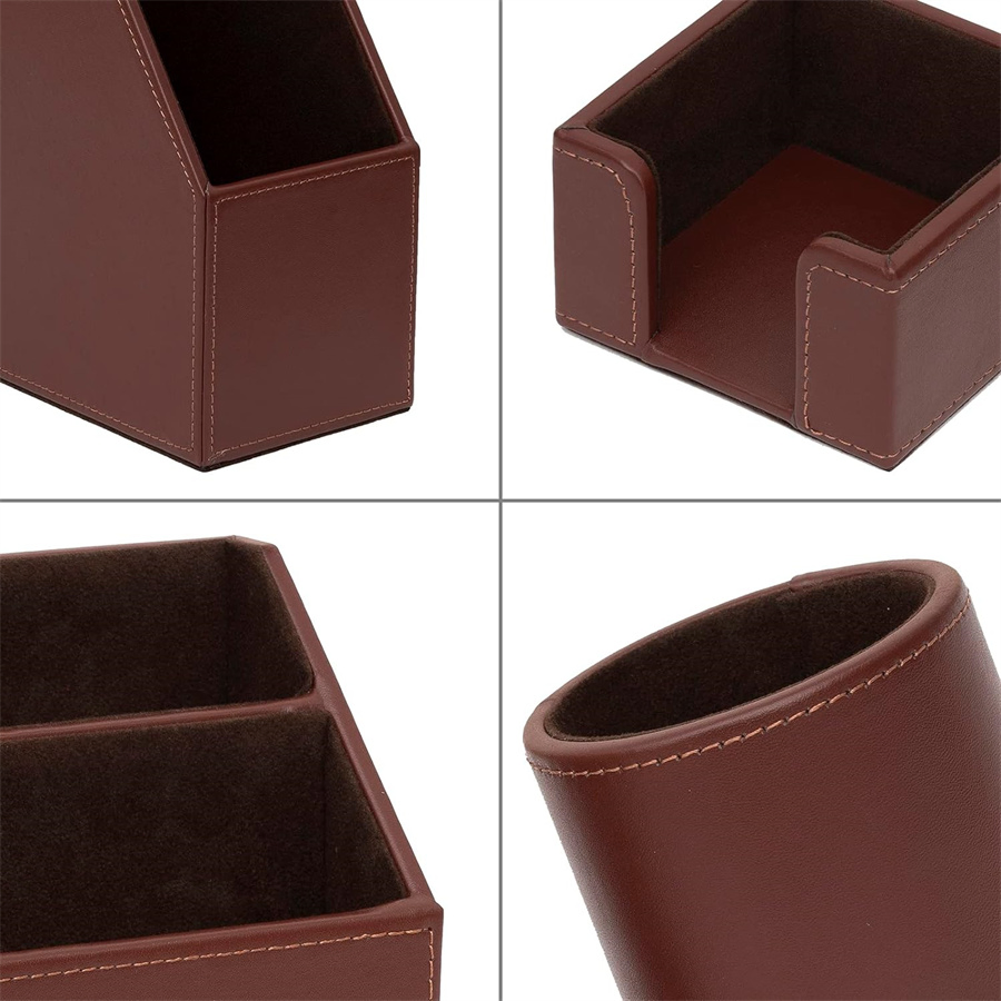 Desk Organizer Set Desktop Leather Writing Pad File Paper Tray Magazine Holder