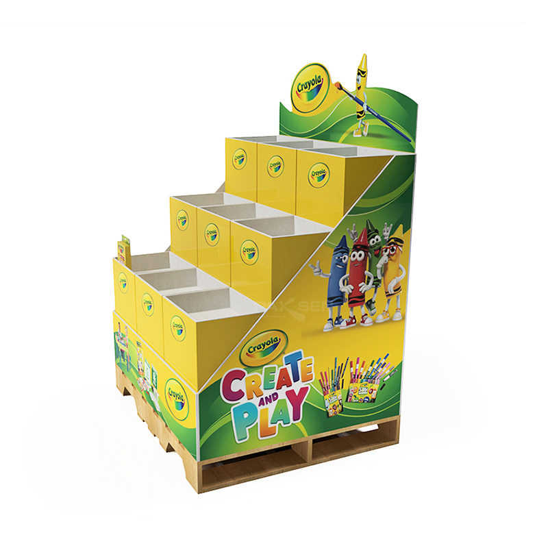 Bdl Custom Foldable Cardboard Pallet Display Rack for Book, Toy Retail Shop / Cardboard Floor Pallet Stand for Supermarket