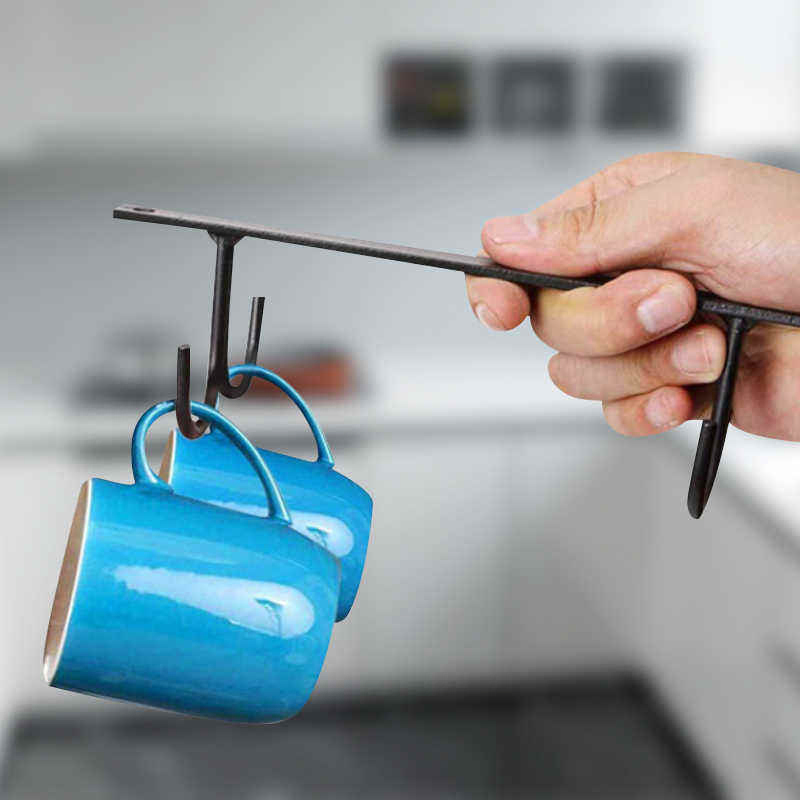 Kitchen Closet Coffee Cup Holder Cup Hanger Hook Wine Cabinet Coffee Mug Glass Cup Shelf Rack