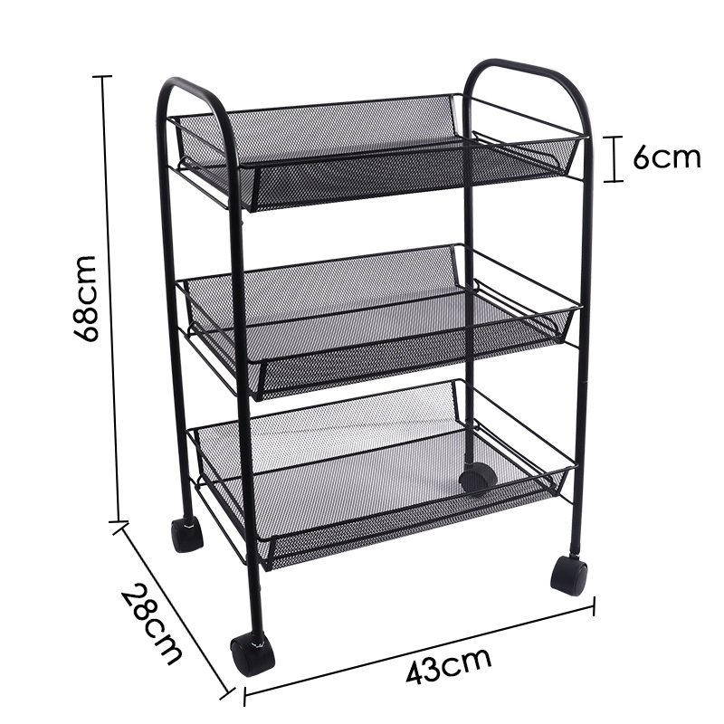 Foska 3-Layers Rolling Cart Metal Storage Tray Rack Trolley for Organization