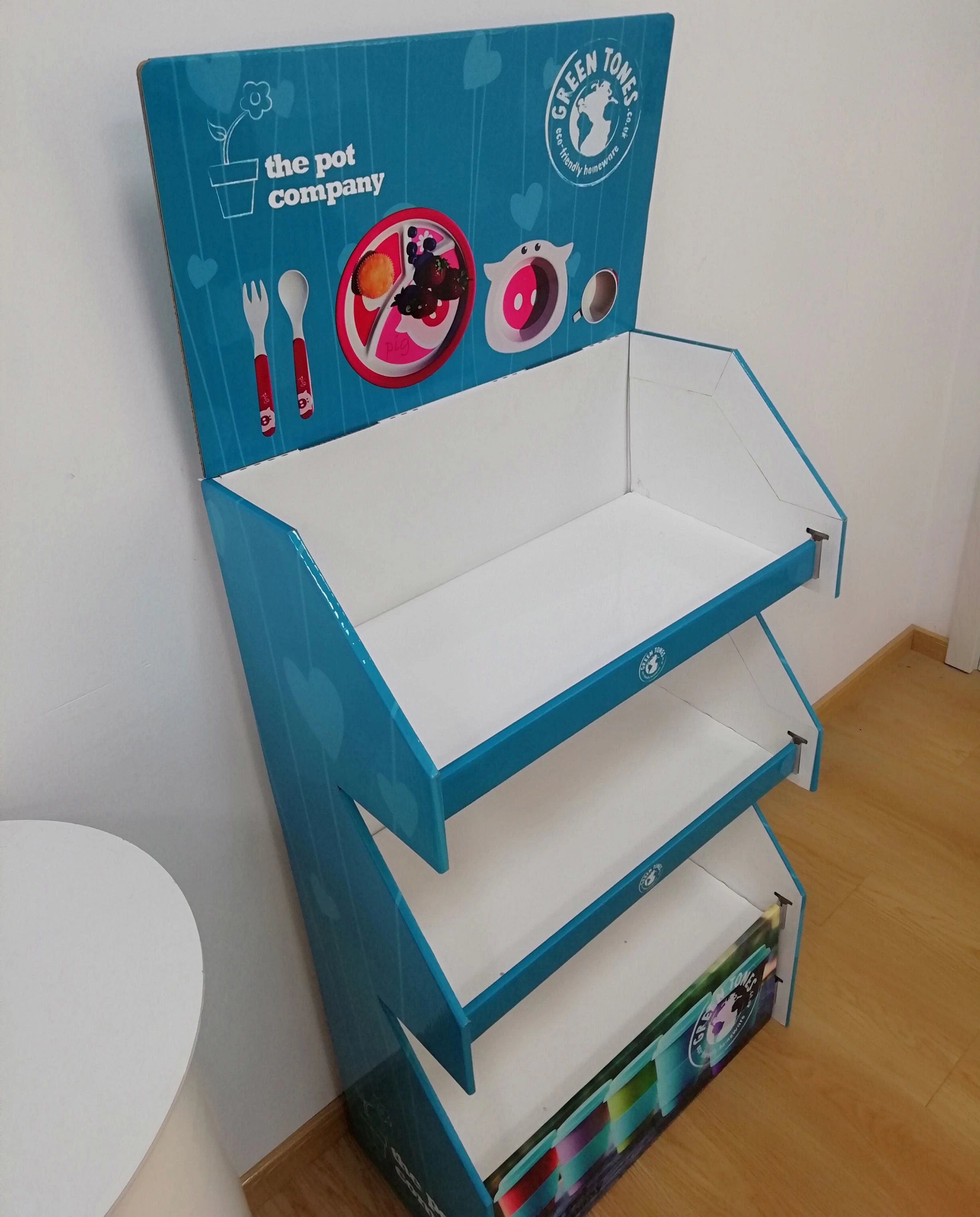 Pet Diaper Pad Carton Display Rack Corrugated Cardboard Dog Foods Paperboard Floor Display Rack for Pet Foster Shop