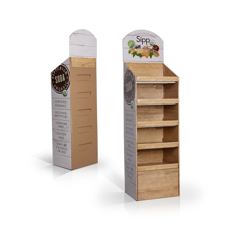 Advertising Pop Corrugated Carton Display Rack for Potato Chips Snacks Food Custom Retail POS Cardboard Floor Display Stand