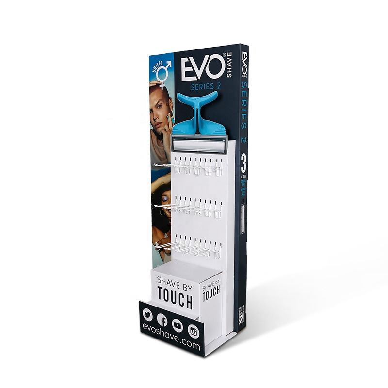Floor Cardboard Hanging Display Rack for Shaving Razor