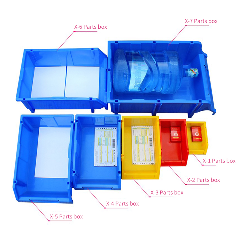 Industrial Gravity Feed Shelf Bins for Screw Nut Hardware Picking in Logistic Warehouse with Stackability Features