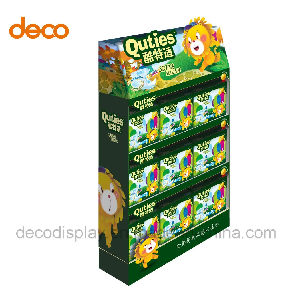 High Quality Cardboard 3 Tiers Pocket Display Rack for Baby Diapers