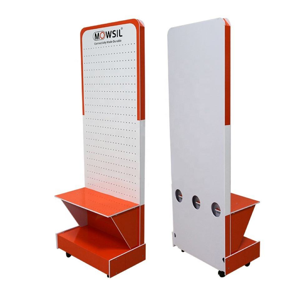 Customized Floor Standing PVC Foam Board Mobile Phone Accessories Display Rack with Hooks