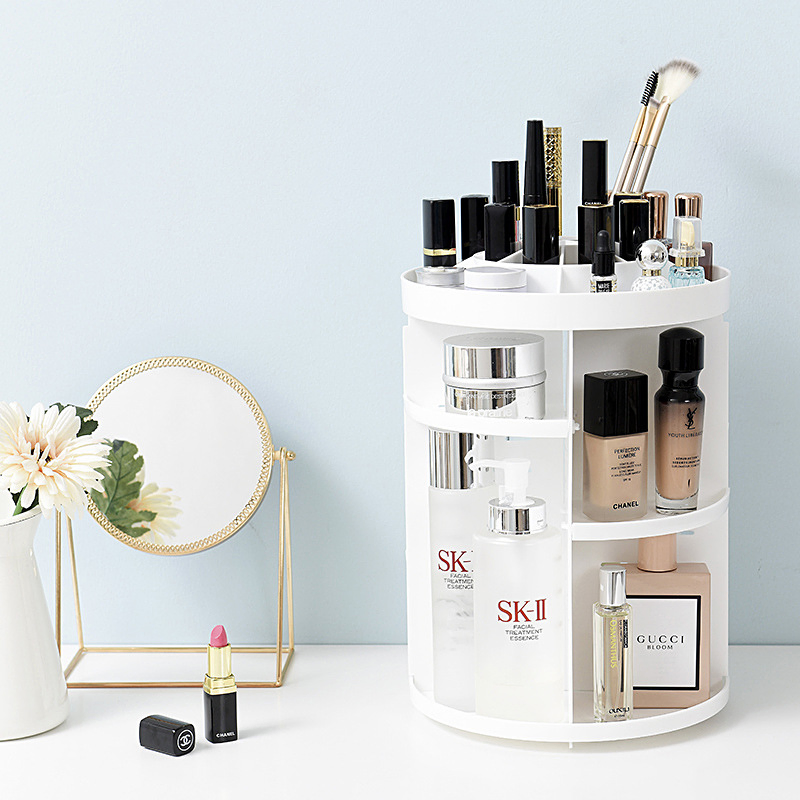 Skin Care Product Storage Box 360 Degree Rotating Shelf Lipstick Cosmetics Finishing Storage Rack
