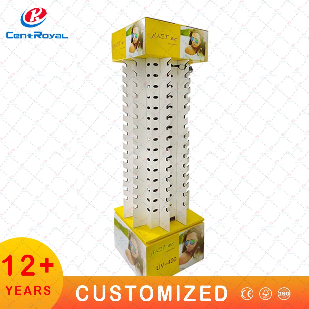 Wholesales Customized Floor Standing Cardboard Corrugated Sunglasses Eyewear Display Stand Rack