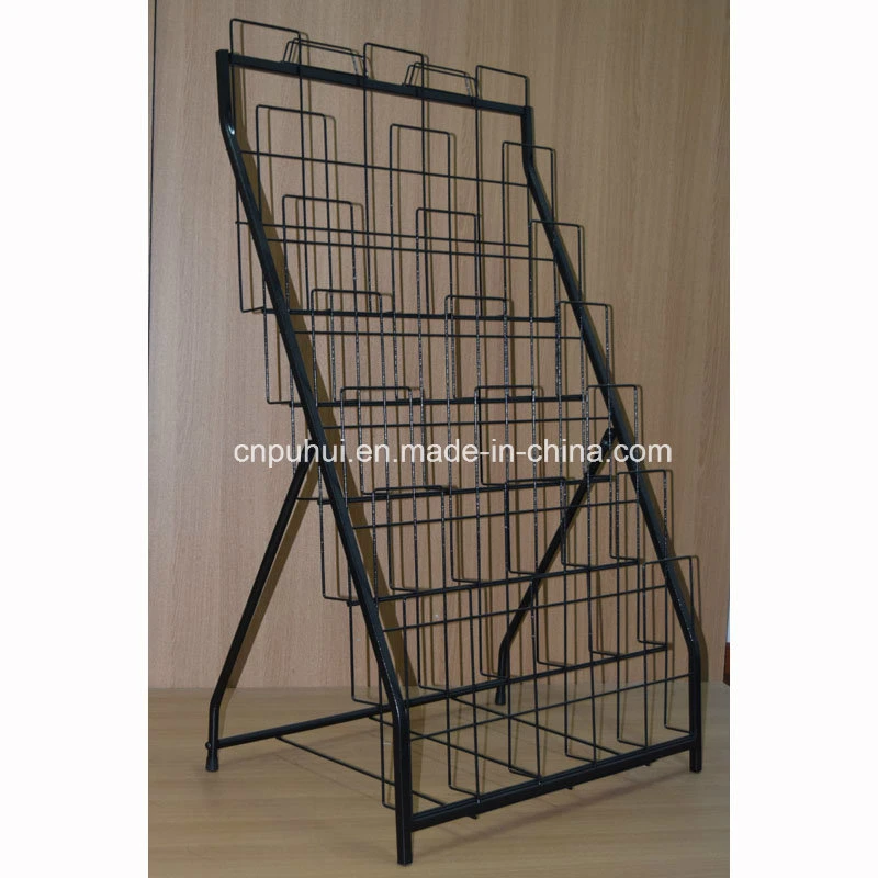 Wire Frame Pocket Metal Floor Standing Catalog Rack (PHC321)