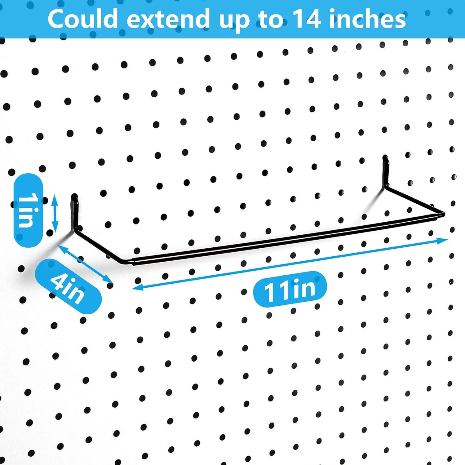 Paper Towel Holder for Pegboard, Extendable, 2 Packs, Black