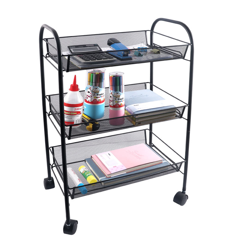 Foska 3-Layers Rolling Cart Metal Storage Tray Rack Trolley for Organization