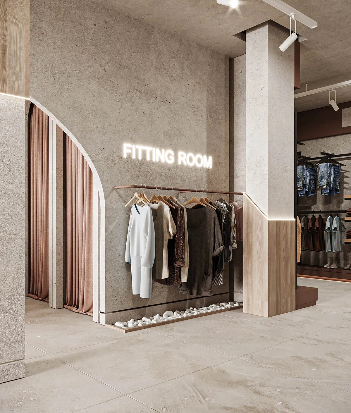 Custom Foldable Rotating Wooden Clothing Shop Display Racks Island