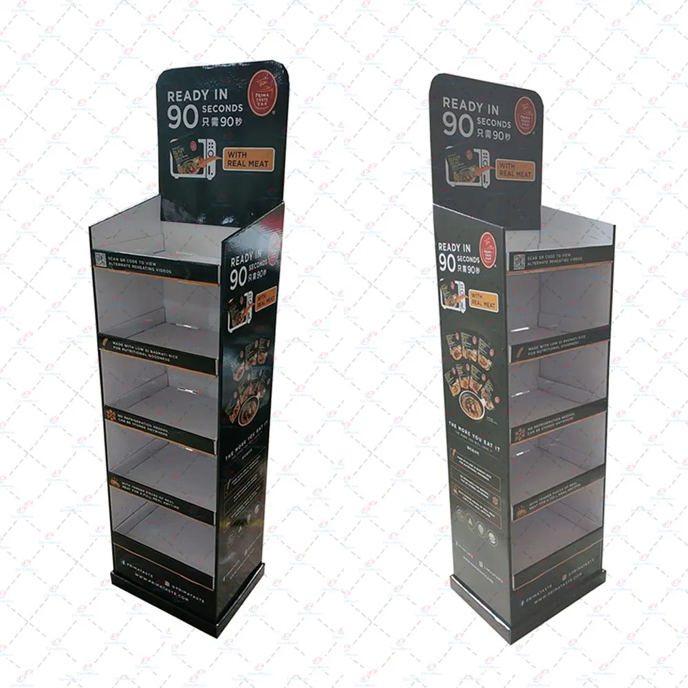 Pop Customized Free Standing Corrugated Cardboard Food Snack Display Stand Spice Rack