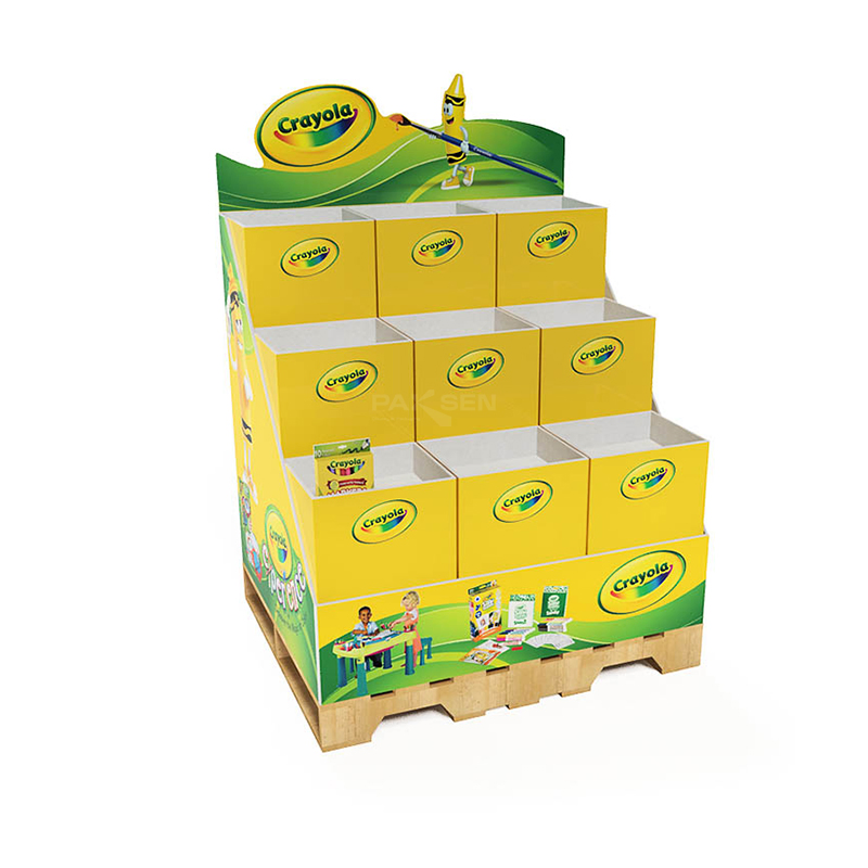 Bdl Custom Foldable Cardboard Pallet Display Rack for Book, Toy Retail Shop / Cardboard Floor Pallet Stand for Supermarket