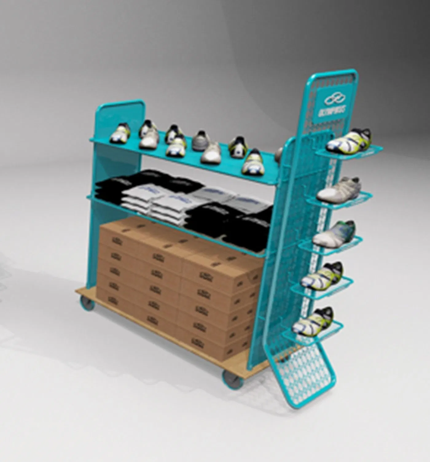 Dress Shop's Chrome Metal Free Standing Hanging Clothes Display Rack with Wheels