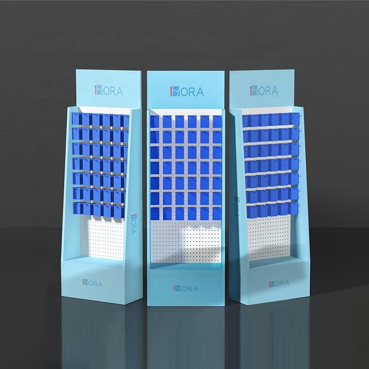 Floor Corrugated Stand Cardboard Display Retail Store Paper Display Racks with Hooks