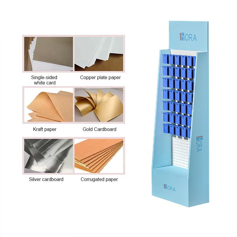 Floor Corrugated Stand Cardboard Display Retail Store Paper Display Racks with Hooks
