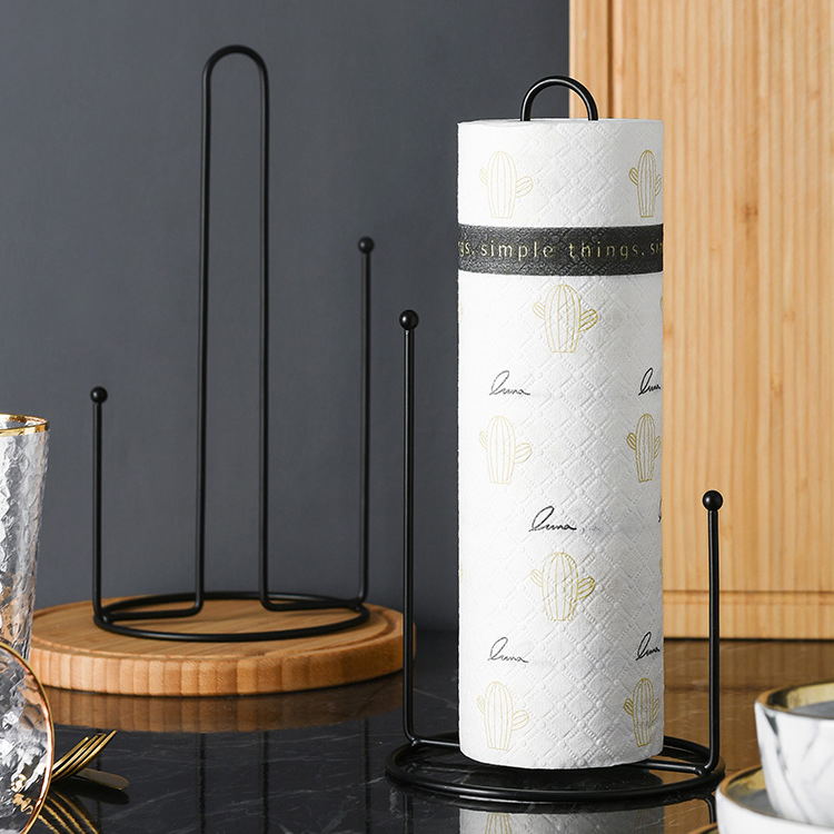 Black Decorative Stainless Steel Countertop Paper Towel Holder for Kitchen