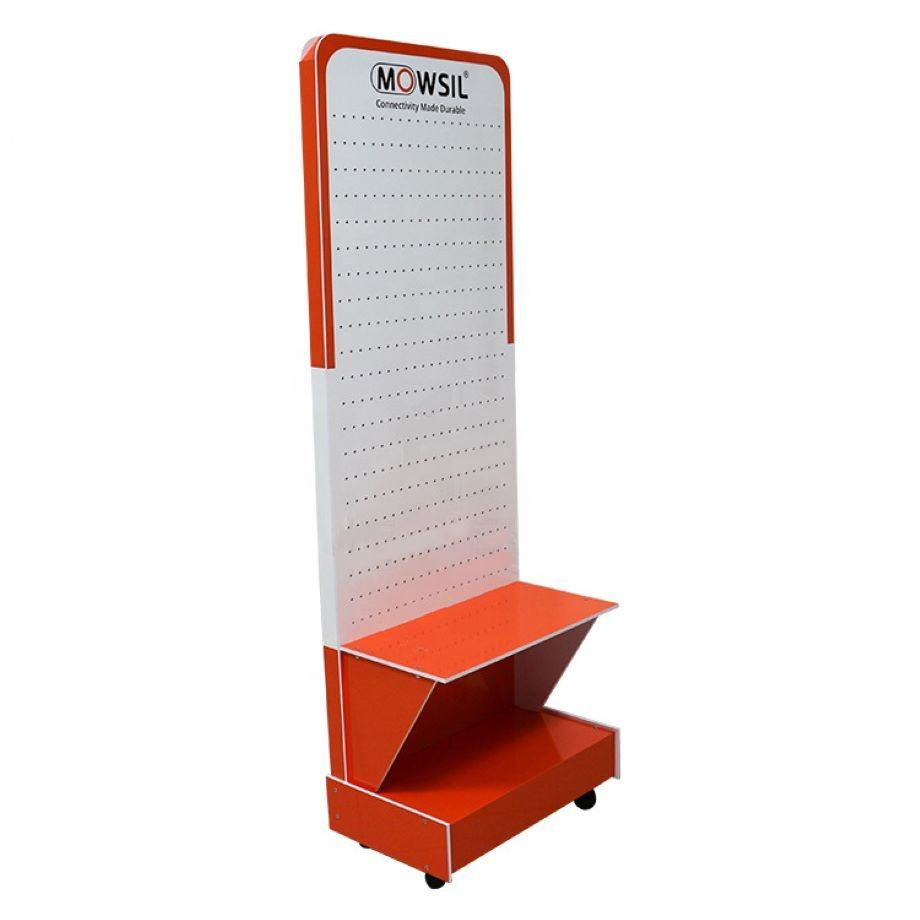Customized Floor Standing PVC Foam Board Mobile Phone Accessories Display Rack with Hooks