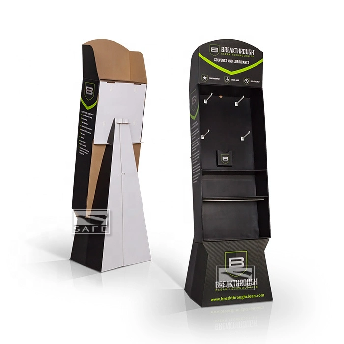 Recycled Materials Black Paper Display Rack with Hooks and Sundries Odds and Ends Promotion