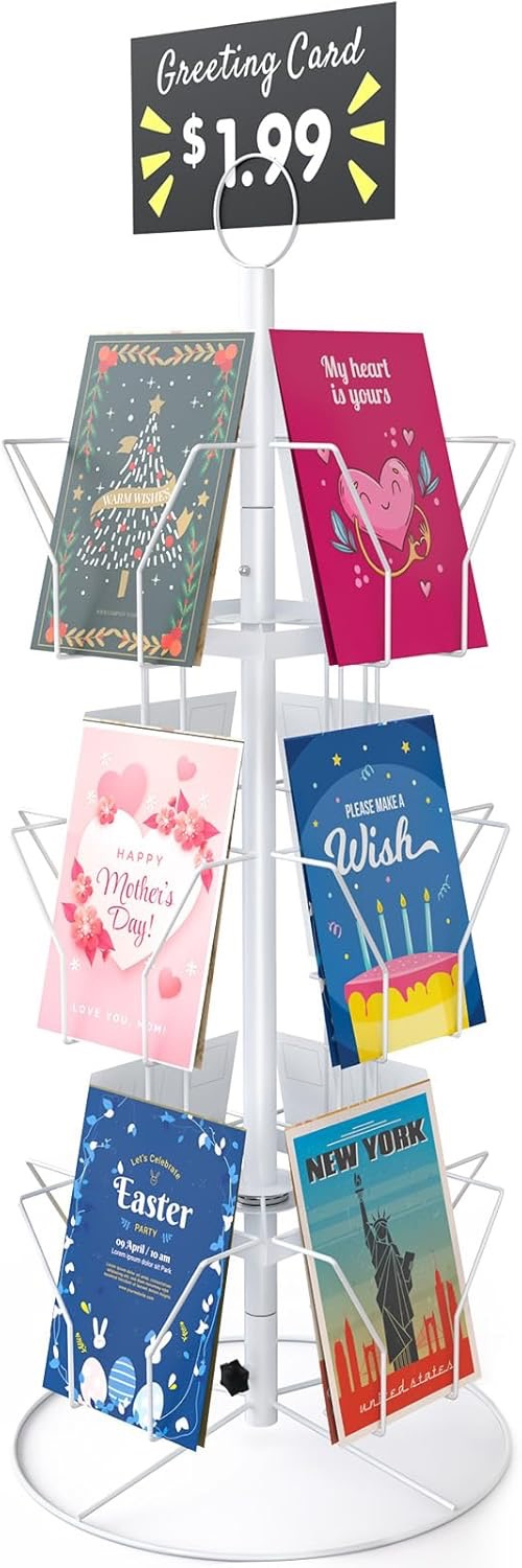 Rotating Metal Greeting Card Display Rack for Retail