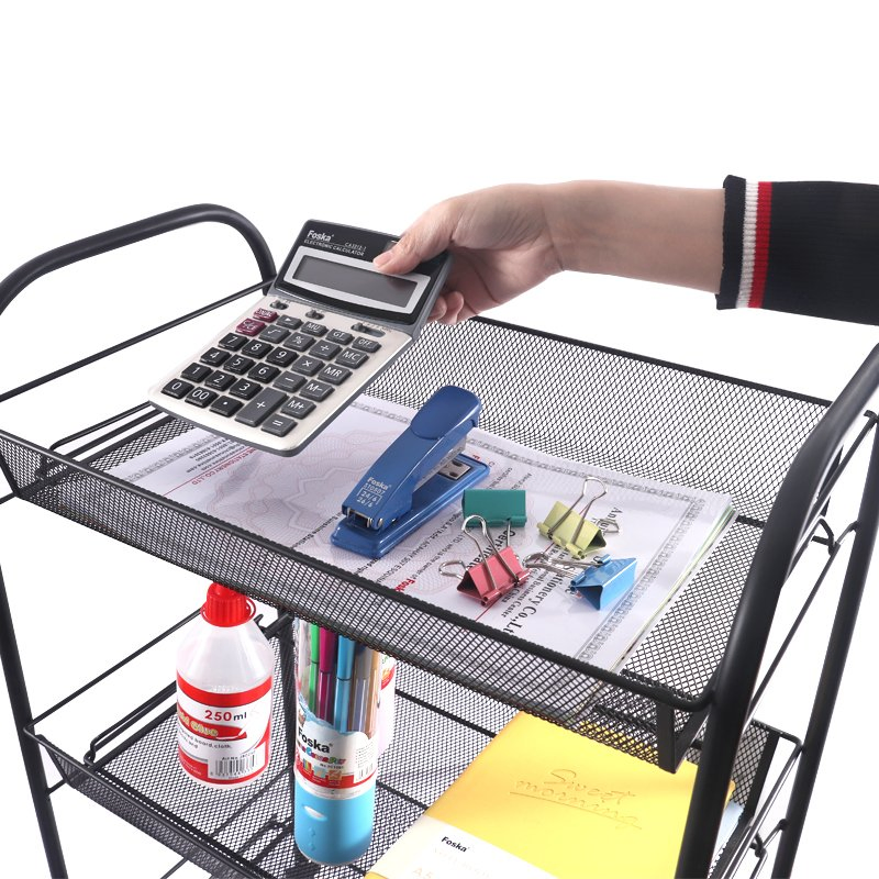 Foska 3-Layers Rolling Cart Metal Storage Tray Rack Trolley for Organization