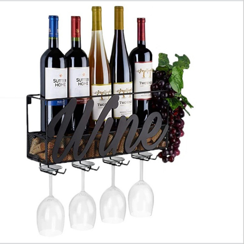 Metal Decorative Shelf Bottle Holder Wall Mounted Wine Rack