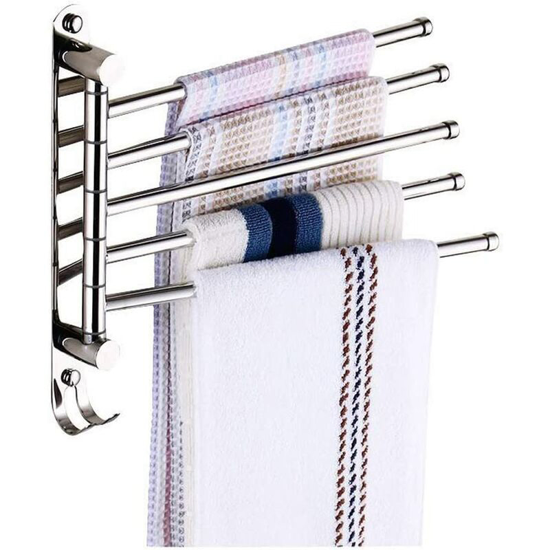 Luxury 180 Degree Rotating Kitchen Chrome Color Stainless Steel Hotel Bathroom Bath Shower Room Ladder Adhesive Paper Foldable 3 Arm Towel Bar Bath Rail Rack