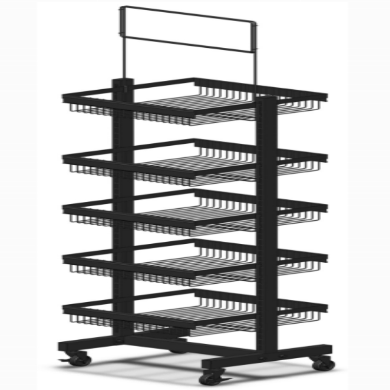 5 Tiers Metal Display Floor Stand Rack Black Wire Rack