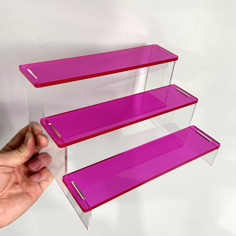 Acrylic Step Storage Shelf - Multicolor Tiered Figurine &amp; Jewelry Display Rack
