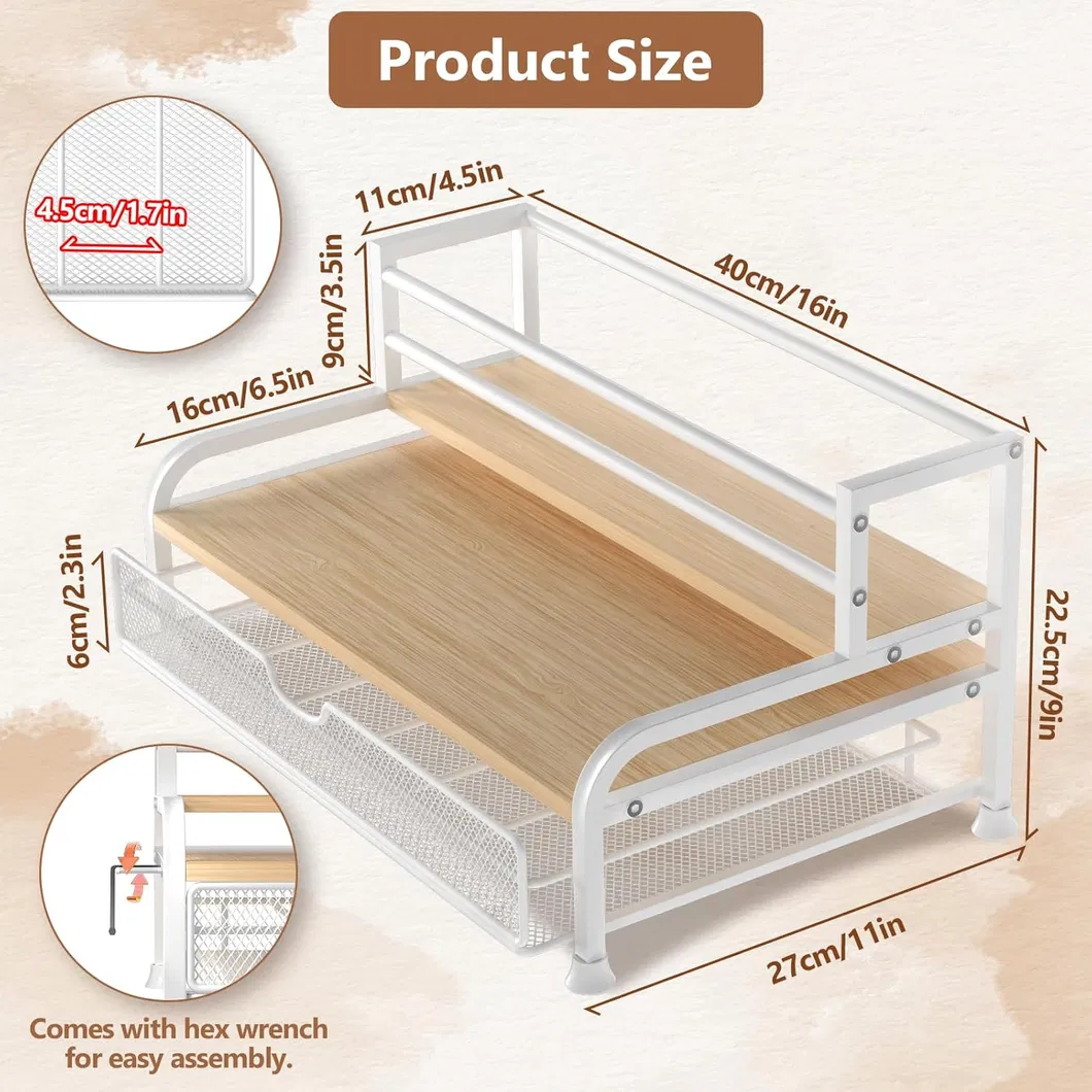 White 3-Tier 8 Bottles Coffee Syrup Rack Organizer